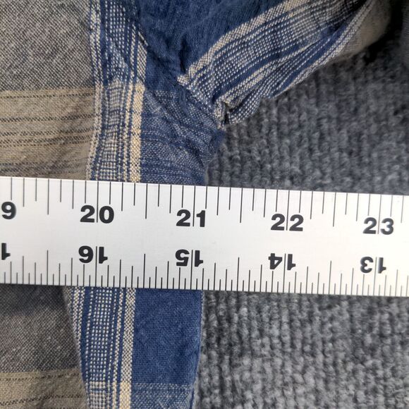 Wrangler Men's Authentic Western Button-Up Shirt Blue Plaid Medium Short Sleeve - Picture 12 of 12